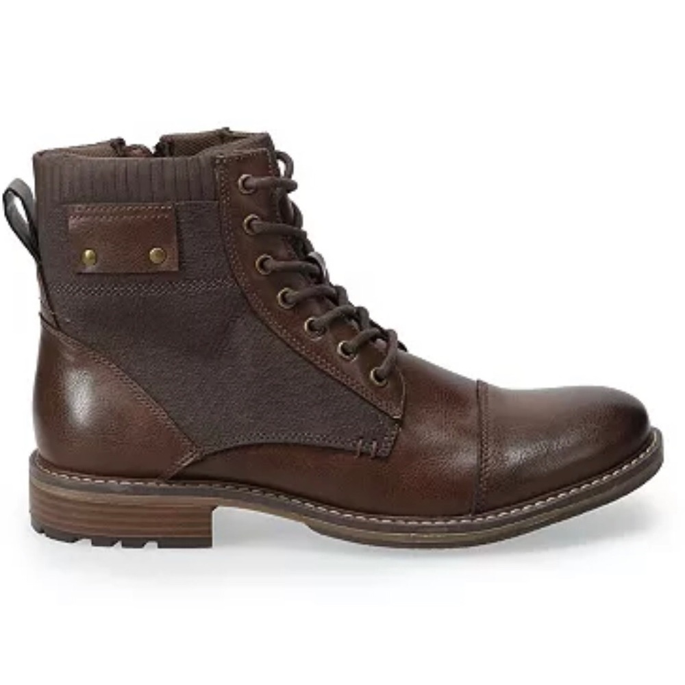 Sonoma Simon Ankle Boots Men's Size 11 Brown Lace Up Side Zipper - Picture 2 of 4